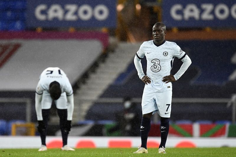N'Golo Kante cuts a dejected figure during Chelsea's 1-0 defeat at Everton